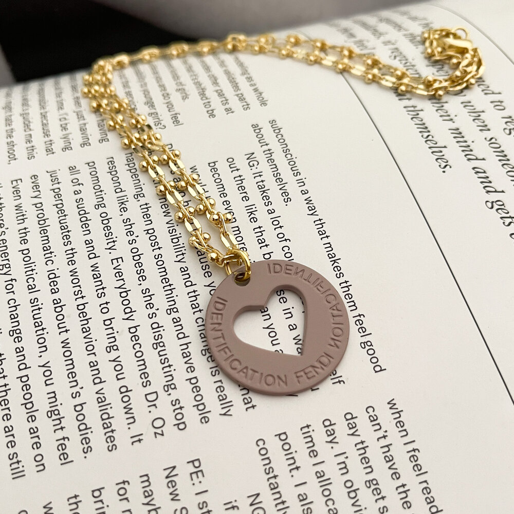 Fendi Identification Repurposed Engraved Cut-Out Heart Charm 